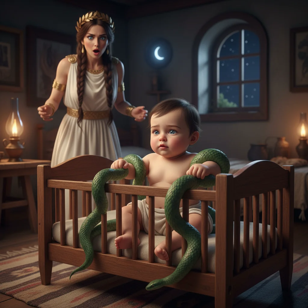 Illustration for: Baby Heracles' Great Strength