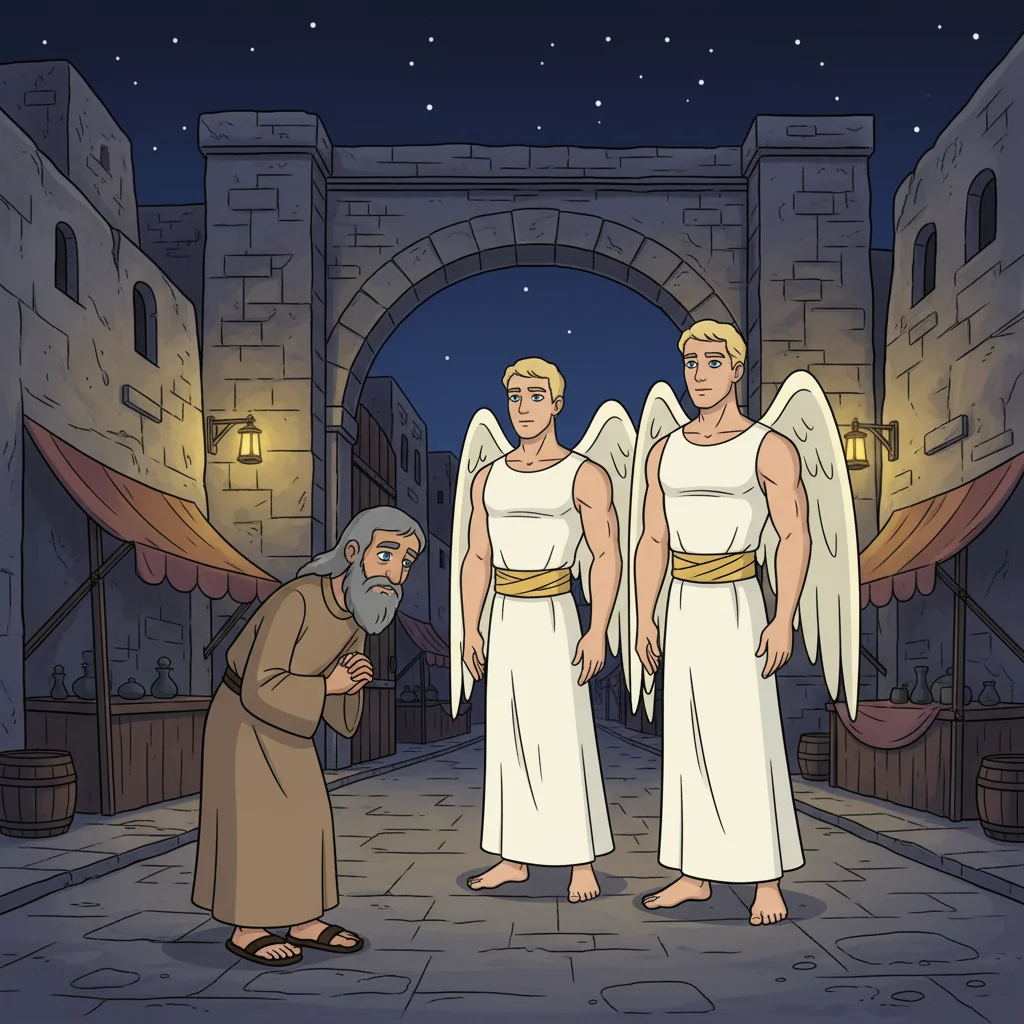 Illustration for: Lot's Kind Invitation