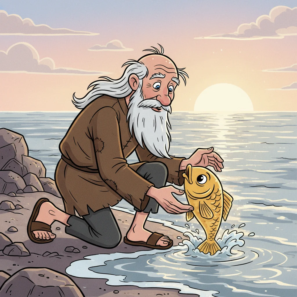 Illustration for: The Golden Fish's Offer