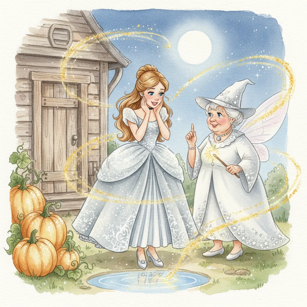 Illustration for: The Gown and Glass Slippers