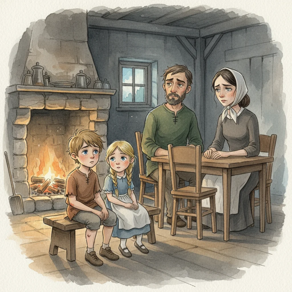Illustration for: The Poor Woodcutter's Family