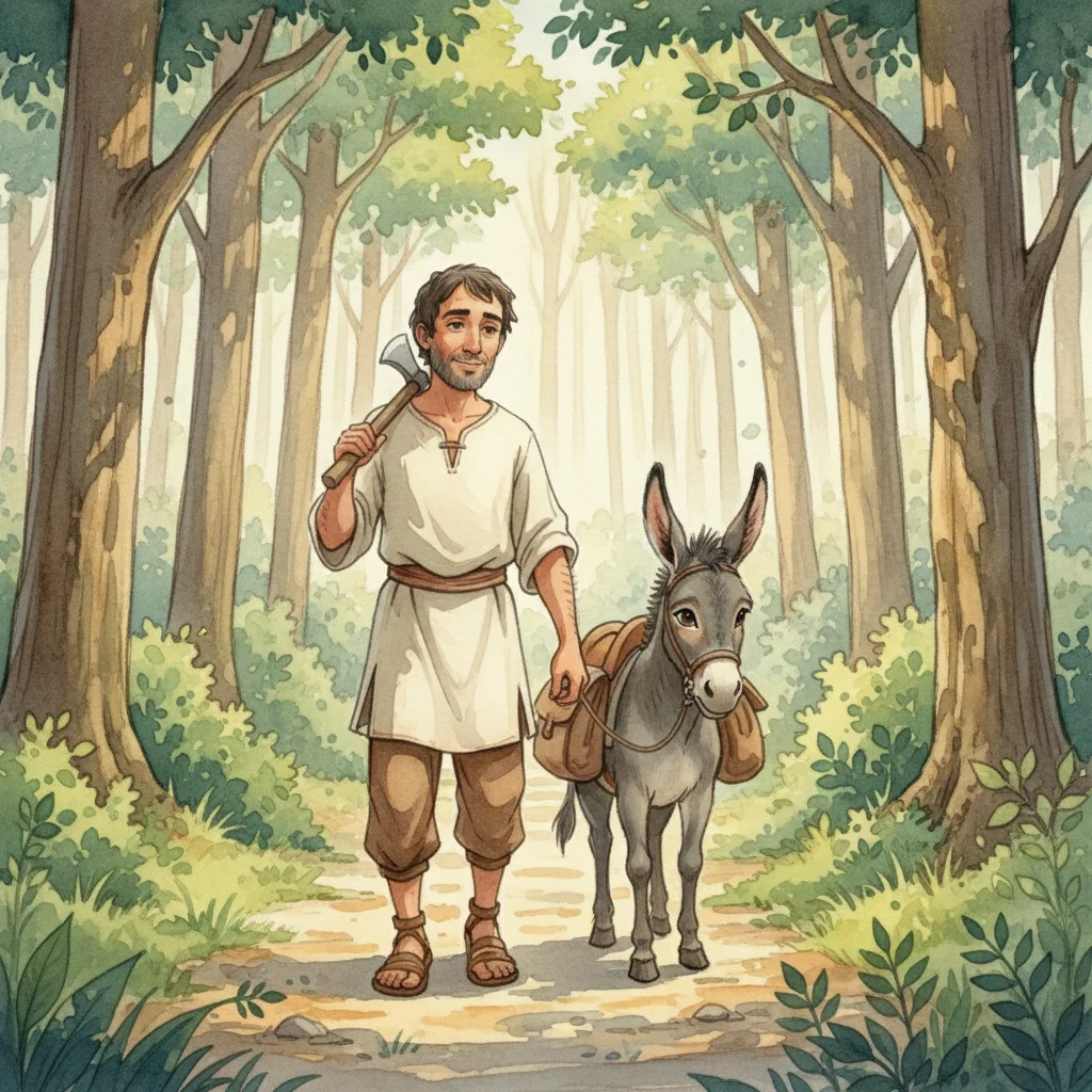 Illustration for: The Kind Woodcutter