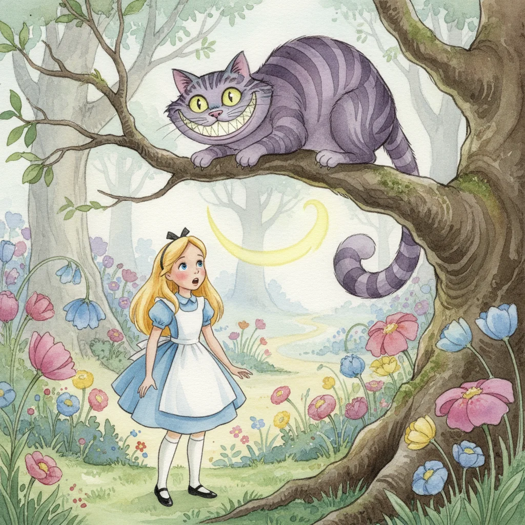 Illustration for: The Grinning Cat Appears
