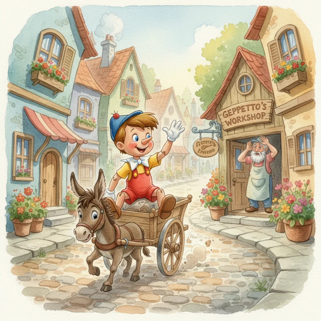 Illustration for: Pinocchio Runs Away