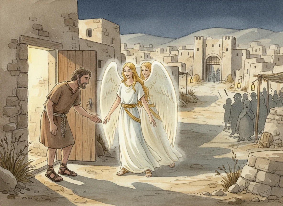 Illustration for: Lot's Kind Welcome