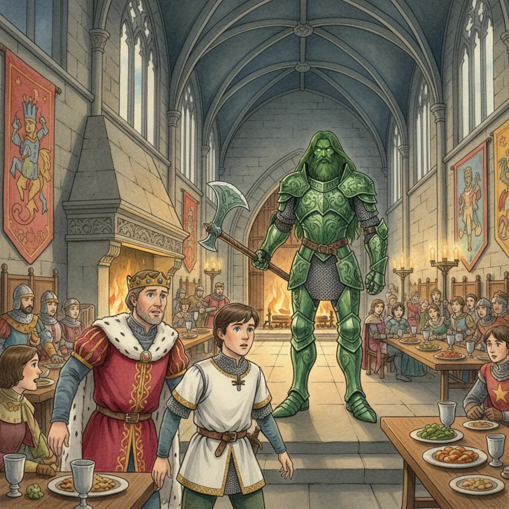 Illustration for: A Mysterious Green Visitor