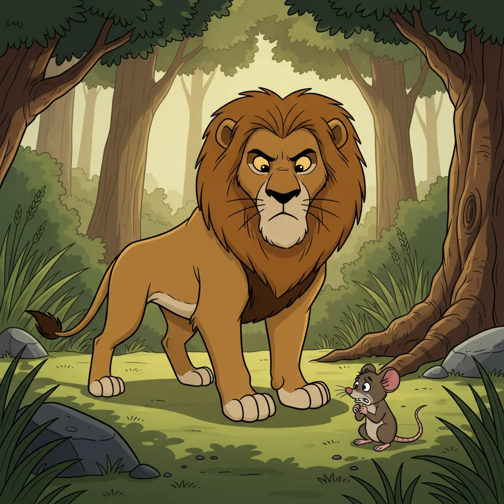 Illustration for: The Lion's Roar and Mouse's Plea