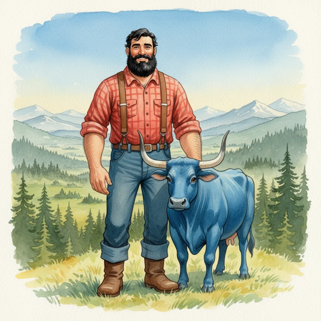 Illustration for: Paul Bunyan and Babe