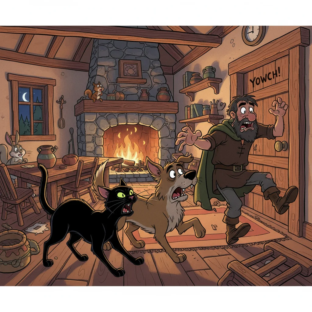 Illustration for: The Cat and Dog Strike