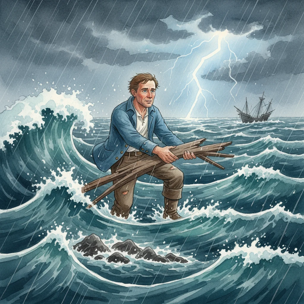 Illustration for: A Mighty Storm at Sea