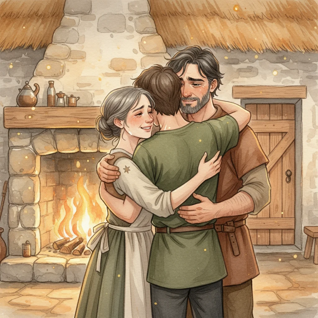 Illustration for: A Family's Joyful Reunion