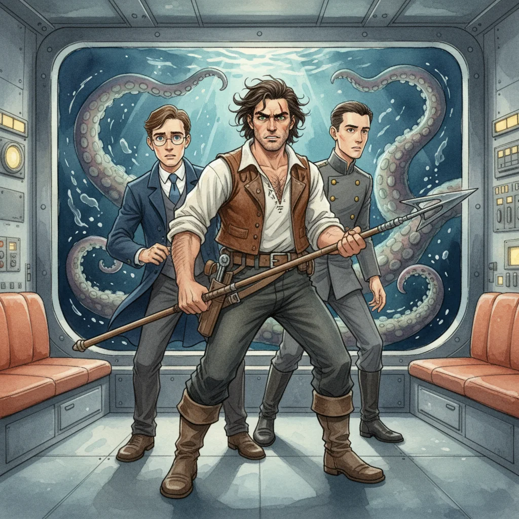 Illustration for: Ned Land Prepares to Strike