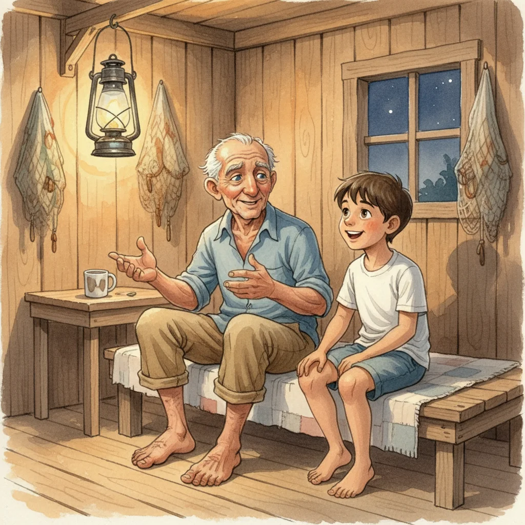 Illustration for: Nightfall at the Hut